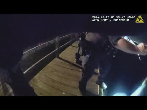 Body camera footage shows officials saving a construction worker after bridge collapse