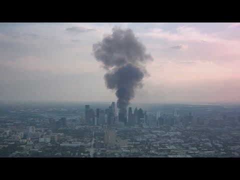 Firefighters battle fire at First Baptist Dallas Church in Downtown Dallas