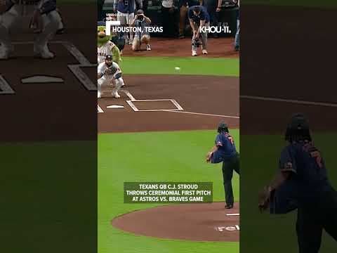 Houston Texans C.J. Stroud throws first pitch at Astros game #shorts