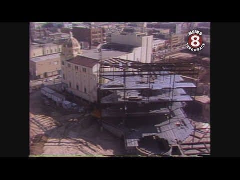 Horton Plaza under construction in San Diego November 1983