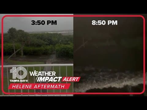 Side-by-side video shows storm surge rushing into Bradenton, Florida home during Hurricane Helene