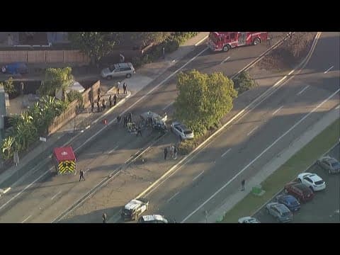 Classic sports car destroyed in La Mesa crash; at least one person severely injured