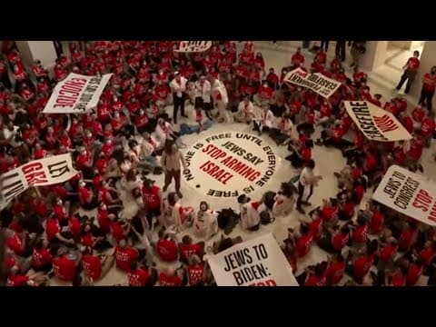 Capitol Police arrest Jewish Voices for Peace sit-in protestors for Netanyahu's DC visit