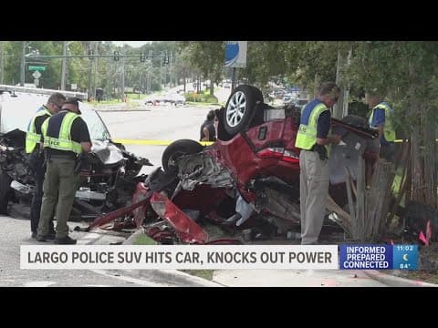 Largo Police officer, driver injured in major crash that knocked out power for nearly 5,000