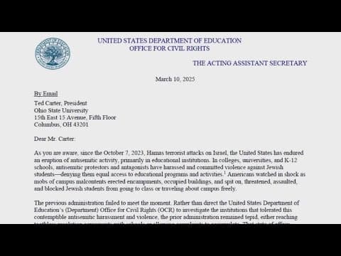 Ohio State under investigation by Department of Education for alleged antisemitic discrimination on