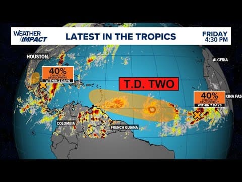 Tropical update: TD 2 in Atlantic moving west, expected to become a hurricane
