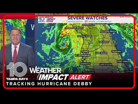 Debby strengthens into a Category 1 hurricane on track to Florida's Big Bend region | 11 p.m. Sunday