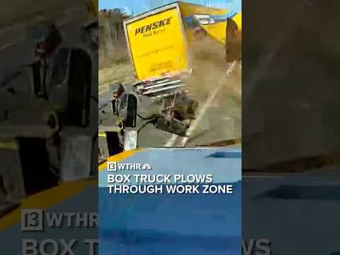 Box truck plows through work zone almost hitting highway worker