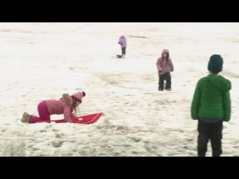 KHOU 11 reporter slides down snowy hill in Dallas