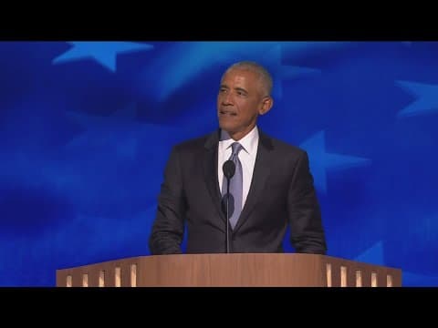 Obamas close DNC with a rousing Harris endorsement, warnings about Trump
