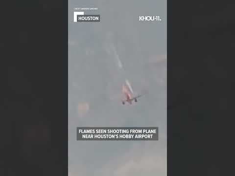 Video shows flames shooting from plane near Houston's Hobby Airport #shorts