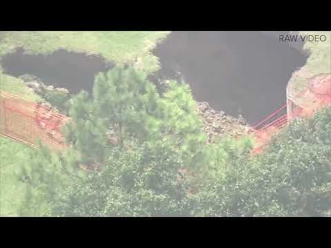 Air 11 video shows sinkhole along I-10 feeder road in east Houston
