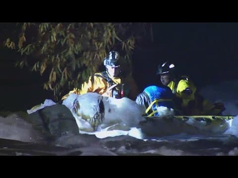 San Diego Fire rescues man swept away by flood waters in Mission Valley