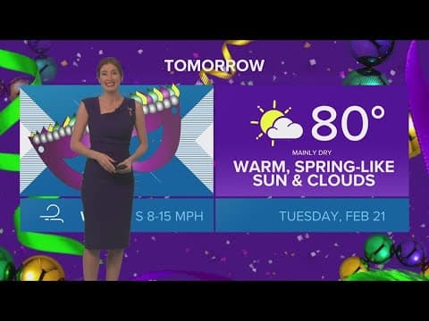 Warm and breezy forecast for Mardi Gras