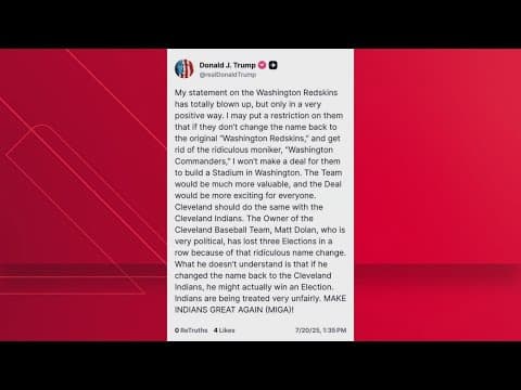 Trump threatens to kill RFK stadium deal if Commanders don't change its name