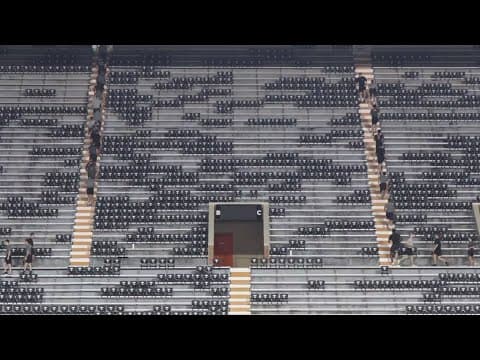 Tennessee ROTC cadets climb the stairs at Neyland to honor the memory of 9/11 victims
