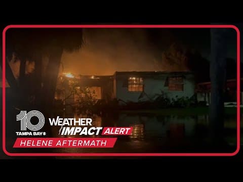 RAW VIDEO: House fire in Clearwater Beach as Hurricane Helene brings severe storm surge