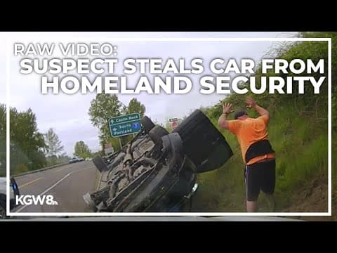 120 mph police pursuit after suspect steals Homeland Security vehicle | Raw video