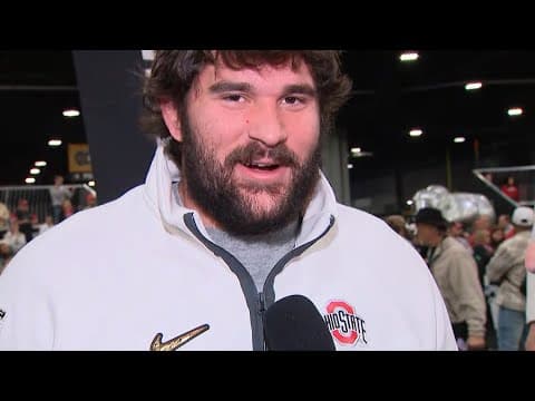 Josh Fryar speaks at media day ahead of CFP National Championship in Atlanta