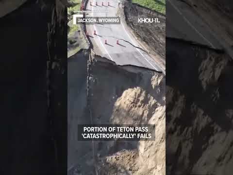 Large chunk of Teton Pass road collapses in Wyoming #shorts