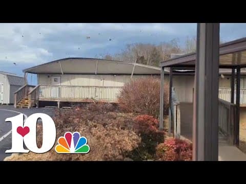 High winds tears awning off modular classroom in Greene County