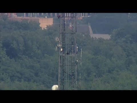 Man 'protesting' is still on the radio tower at American University