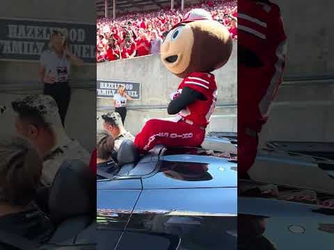 Brutus Buckeye arrives at Ohio Stadium | Ohio State vs. Texas