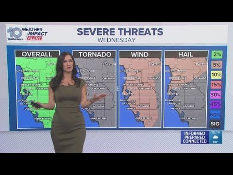 Thunderstorms could bring hail to the Tampa Bay area this week