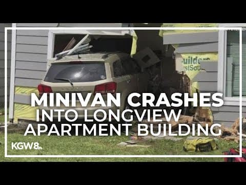 Minivan runs off road, hits pedestrian and traps person against wall in Longview