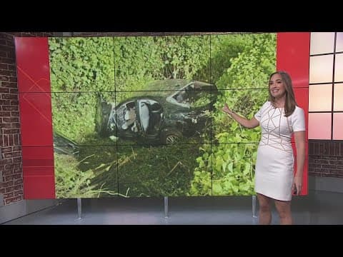 Driver rescued after head-on collision sends car down 20 feet into ravine