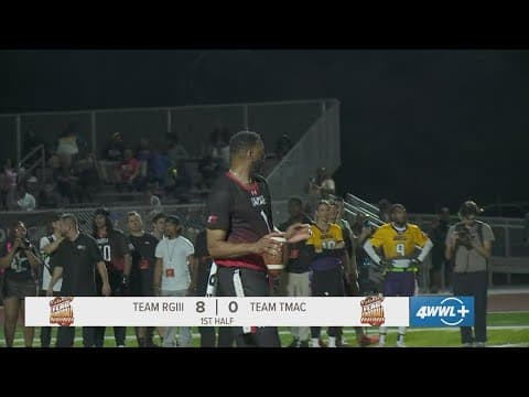 Tracy McGrady runs for a touchdown in Celebrity Flag Football Challenge