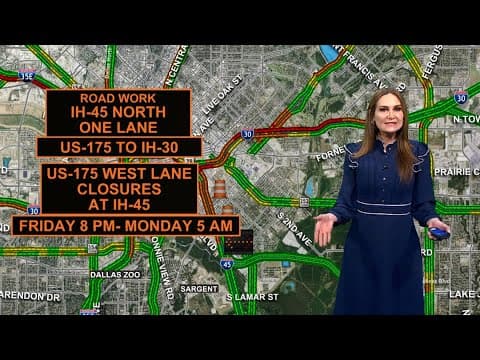 Major lane closures on IH-45 near downtown Dallas this weekend