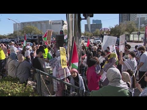 Protesters gather outside the Houston Galleria to call for ceasefire in Israel-Hamas war