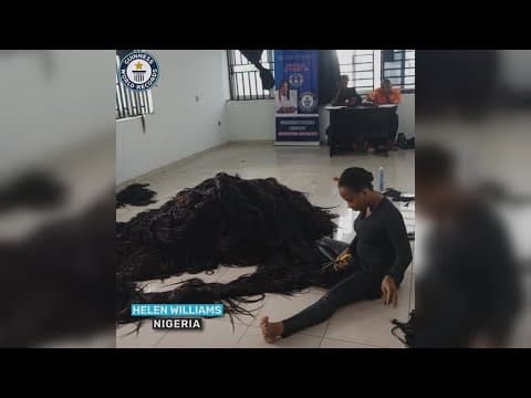 Nigerian woman sets world record for creating longest wig