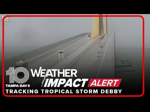 Tropical Storm Debby prompts high wind warning for the Sunshine Skyway Bridge