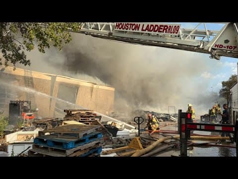 Furniture warehouse goes up in flames in northwest Houston