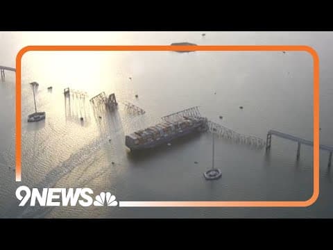 Aerial video of Baltimore bridge collapse