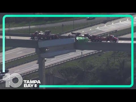 Tractor-trailer dangles from overpass in Pennsylvania