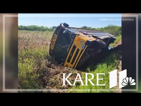 Isanti school bus with kids inside rolls off gravel road