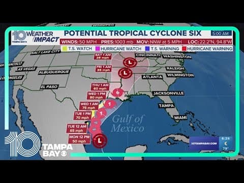 Potential Tropical Cyclone Six expected to become tropical storm Monday in the Gulf