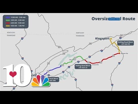 Rolling roadblocks expected Wednesday morning from Knoxville to Kingsport for oversized haul