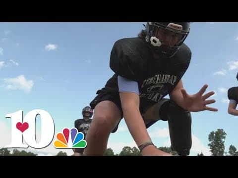 Sophomore football player for the Cumberland Gap Panthers returns to field after amputation