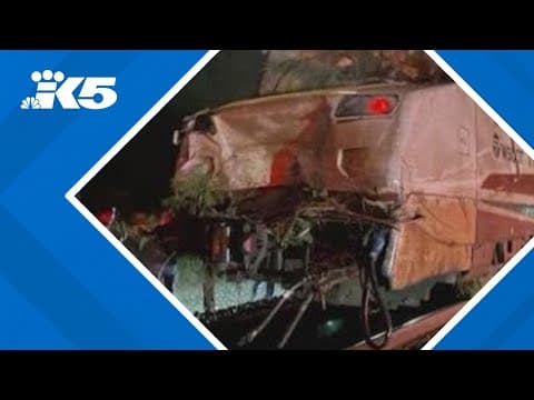 Amtrak train impaled through windshield by downed tree during bomb cyclone