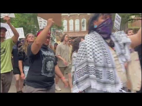 Hundreds of people protest in downtown Knoxville during national "ICE Out" demonstrations