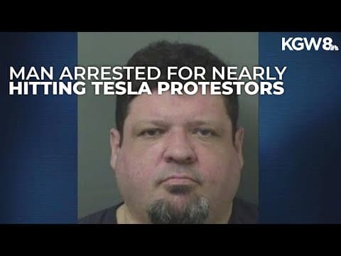 Florida man faces charges after nearly hitting protesters outside Tesla store