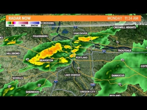 Tracking Portland weather: Frequent showers Monday afternoon. Thunder, hail possible