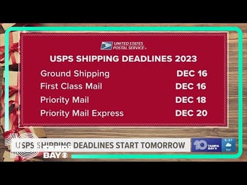 USPS holiday shipping deadlines start on Dec. 16