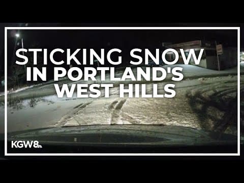 Snow accumulates on roads in Portland's West Hills