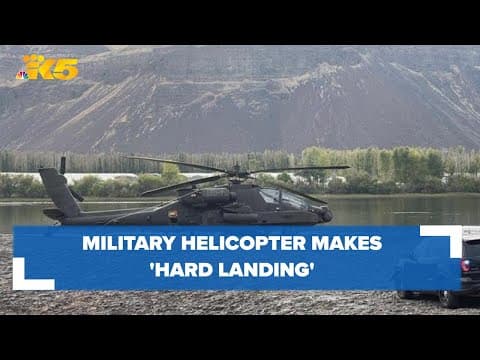 Military helicopter makes 'hard landing' after hitting power lines over Columbia River