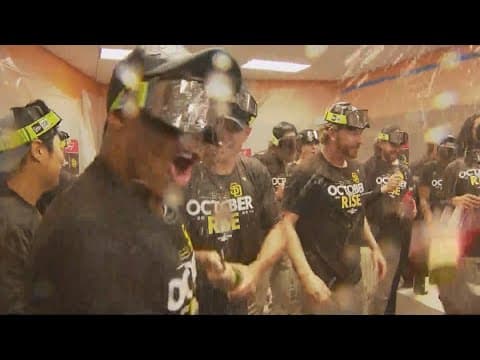 San Diego Padres celebrate after eliminating the New York Mets in Wild Card round of MLB playoffs